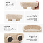 Travertine marble trinket bowl features: wide opening, premium marble and scratch-free felt base