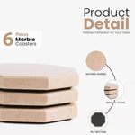 Six verona marble coaster plates showing polished edges and felt bottoms