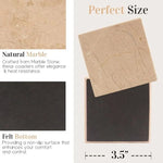 Verona square marble coaster 3.5 inches wide with a non-slip felt bottom