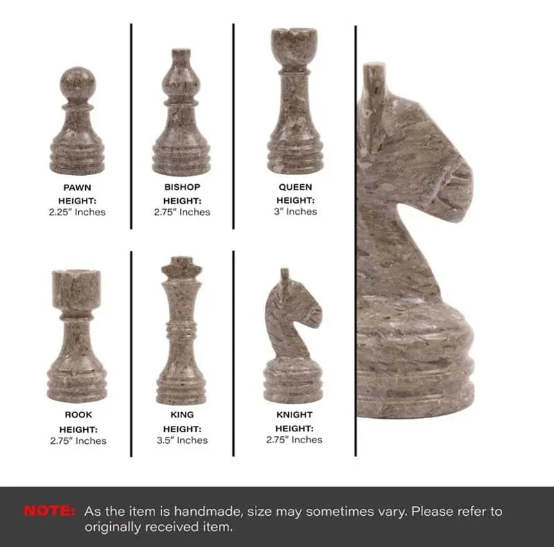 White & Oceanic Grey Marble Chess Set 15-Inch — Handmade | RADICALn