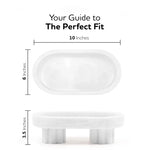 White footed marble bowl size guide: 10 inches long, 6 wide, 3.5 tall