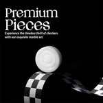 White marble checkers disc on checkered board — black and white marble checkers pieces by RADICALn