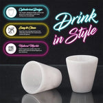 White marble shot glasses features: cylindrical design, easy to clean, natural marble