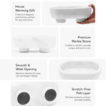 White marble trinket bowl features: wide opening, premium marble and scratch-free felt base