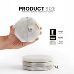 White onyx octagon marble coaster held in hand, 3.5 inches wide and 0.5 inches thick