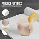 White onyx marble shot glass features: wide opening, natural stone and sturdy base