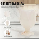 White onyx marble wine glass features: natural stone, wide opening and comfortable stemmed grip